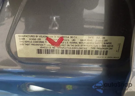 2008 Volkswagen Jetta Wolfsburg Edition from USA, damaged, VIN 3VWRJ71K48M128731